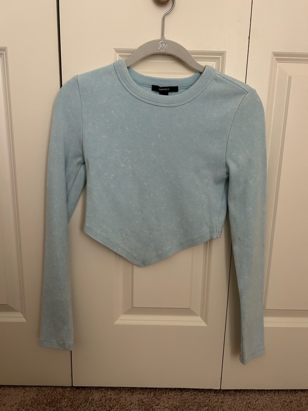 Forever 21 Light Blue Cropped Long Sleeve Top